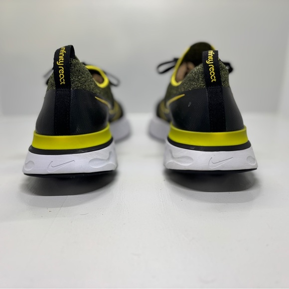 Nike React Infinity Run Flyknit Shoes Black and Sonic Yellow men’s size 11.5 - Picture 6 of 8